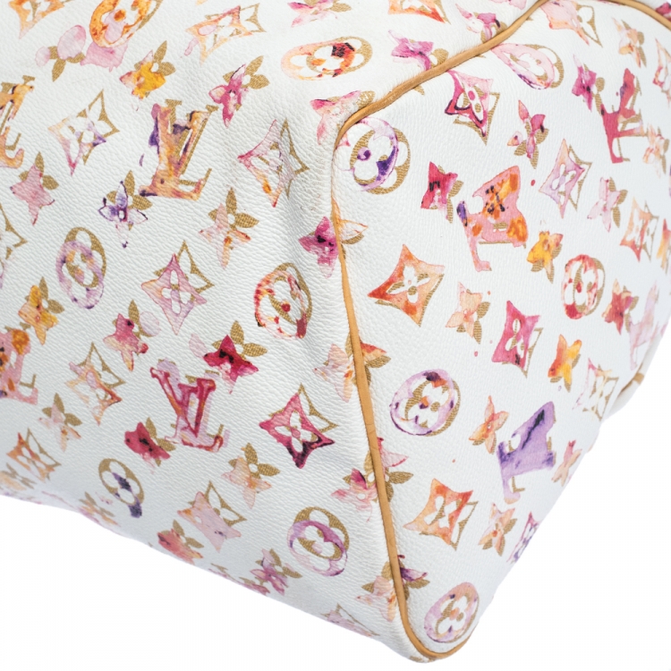 Pre Owned Louis Vuitton Monogram Canvas Watercolor Aquarelle Richard Prince Speedy 35 Bag