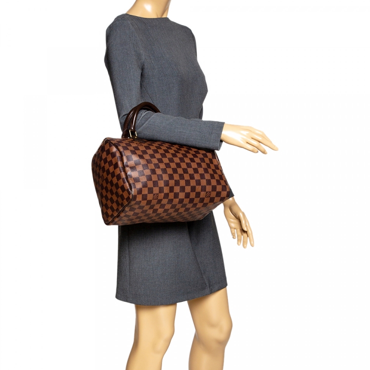 Pre Owned Louis Vuitton Damier Ebene Canvas Speedy 30 Bag