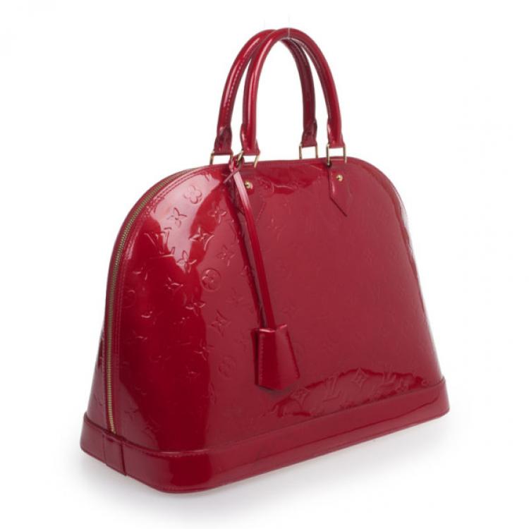 louis vuitton red vernis alma bag