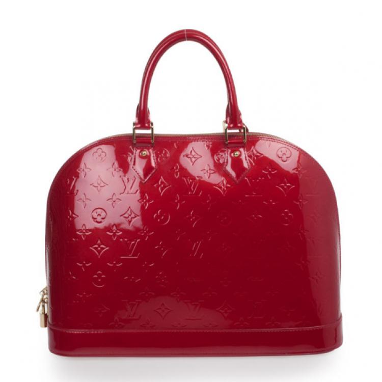 louis vuitton red vernis alma bag