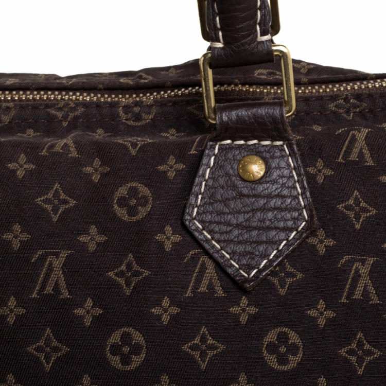 Pre Owned Louis Vuitton Fusain Monogram Canvas Mini Lin Speedy 30 Bag