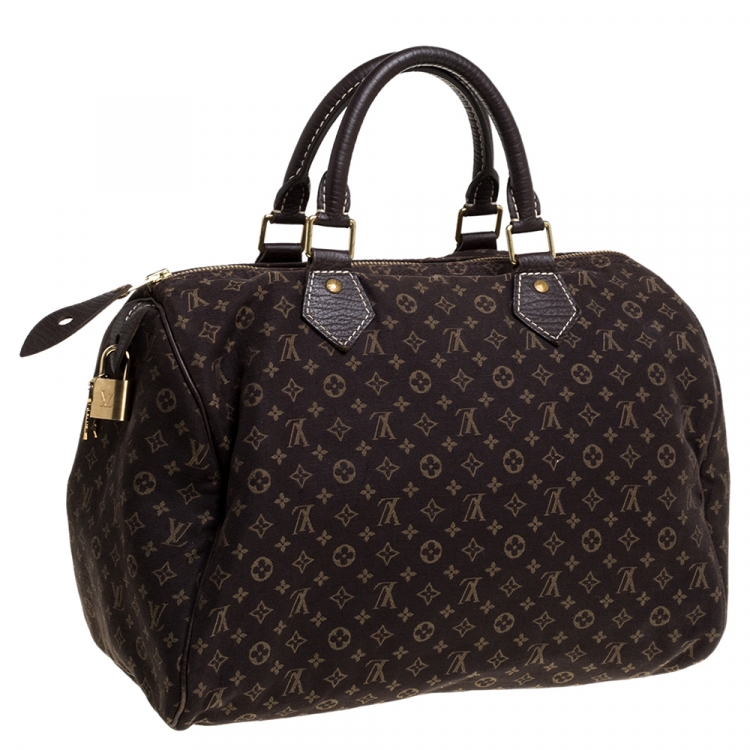 Pre Owned Louis Vuitton Fusain Monogram Canvas Mini Lin Speedy 30 Bag