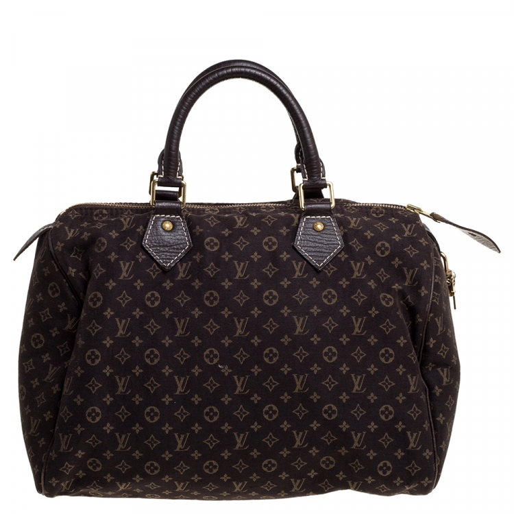 Pre Owned Louis Vuitton Fusain Monogram Canvas Mini Lin Speedy 30 Bag