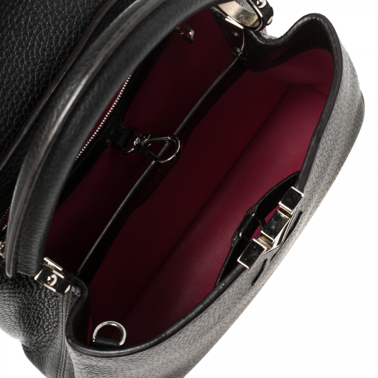 Pre Owned Louis Vuitton Black Taurillon Leather Capucines BB Bag