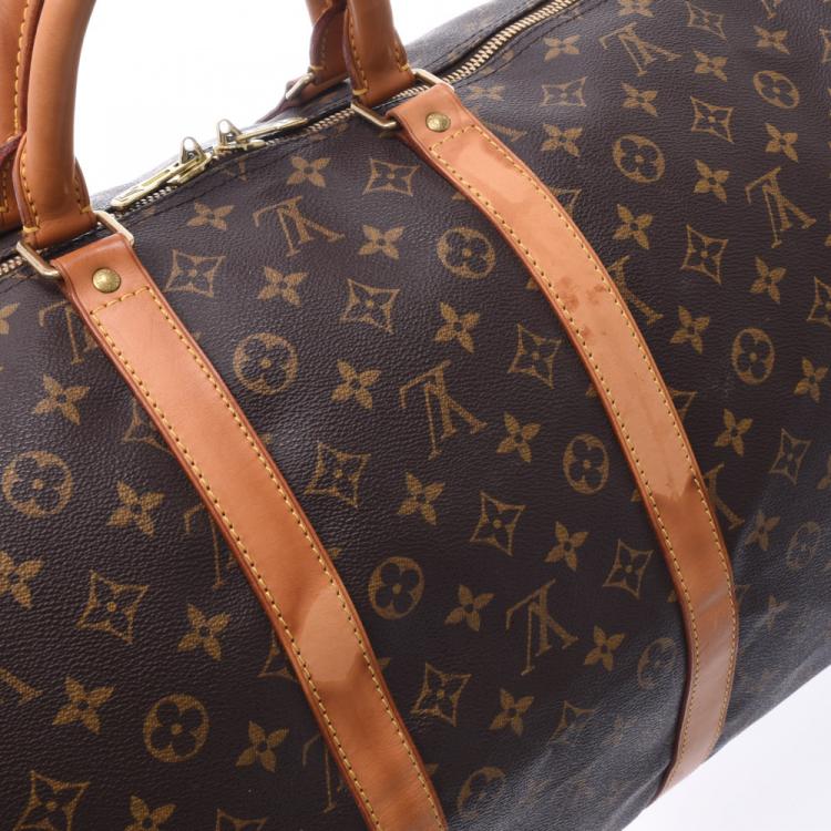 Pre Owned Louis Vuitton Brown Monogram Canvas Keepall Bandouliere 55 Bag