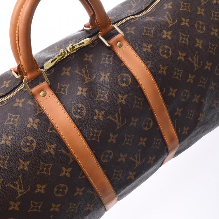Pre Owned Louis Vuitton Brown Monogram Canvas Keepall Bandouliere 55 Bag