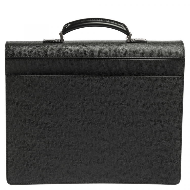 Pre Owned Louis Vuitton Black Taiga Leather Serviette Robusto 2 Business Briefcase Bag