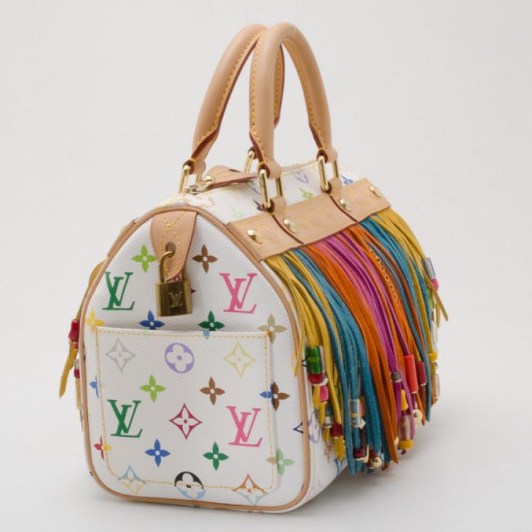 Pre Owned Louis Vuitton Limited Edition Multicolore Fringe Speedy 25 Satchel Handbag 