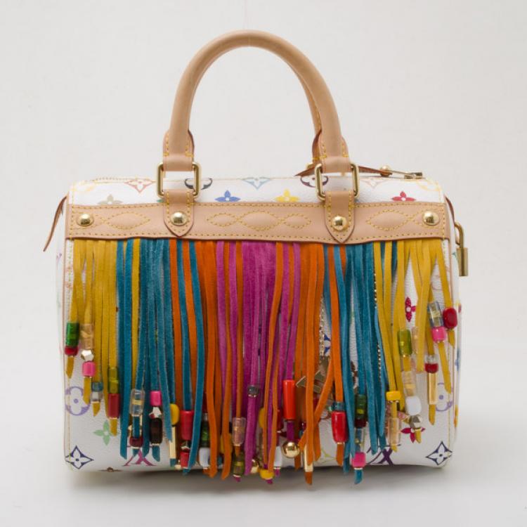 Pre Owned Louis Vuitton Limited Edition Multicolore Fringe Speedy 25 Satchel Handbag 