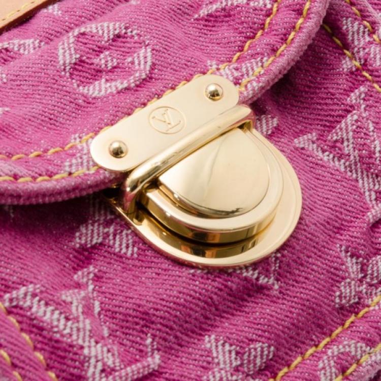 Pre Owned Louis Vuitton Pink Monogram Denim Neo Speedy