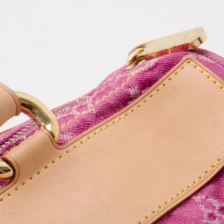 Pre Owned Louis Vuitton Pink Monogram Denim Neo Speedy