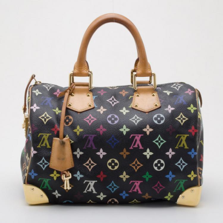 Pre Owned Louis Vuitton Black Multicolor Speedy 30