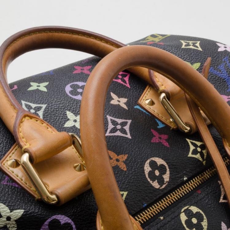 Pre Owned Louis Vuitton Black Multicolor Speedy 30