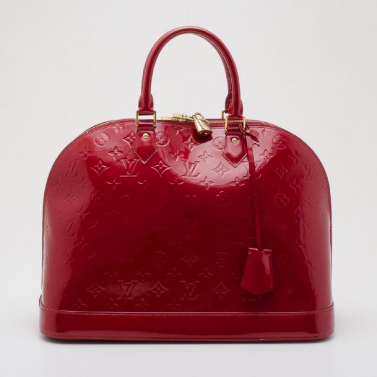 LOUIS VUITTON Vernis Alma MM Red Patent Leather 100% Authentic