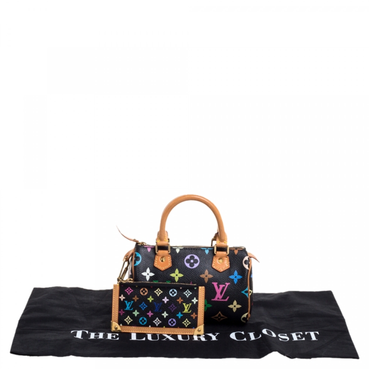Pre Owned Louis Vuitton Black Multicolore Monogram HL Speedy Bag