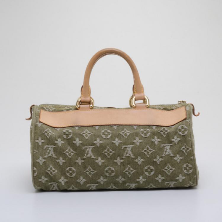 Pre Owned Louis Vuitton Neo Speedy Green Denim Bag