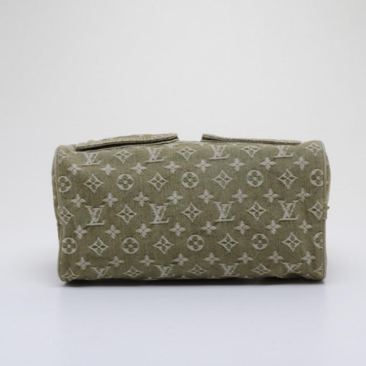Pre Owned Louis Vuitton Neo Speedy Green Denim Bag