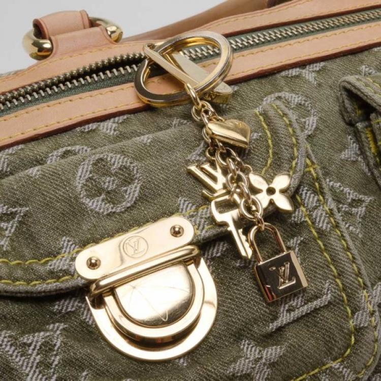 Pre Owned Louis Vuitton Neo Speedy Green Denim Bag