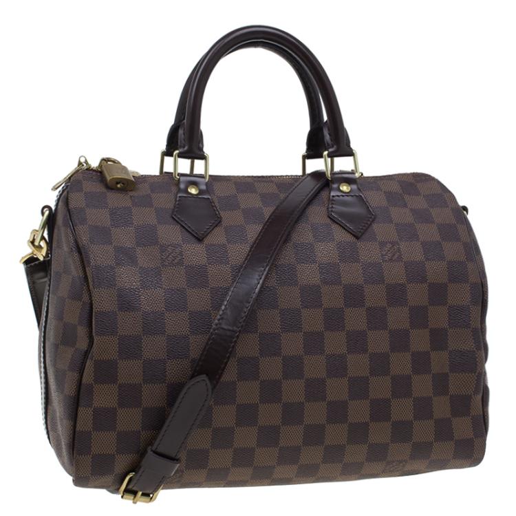 Pre Owned Louis Vuitton Damier Ebene Canvas Bandouliere Speedy  30