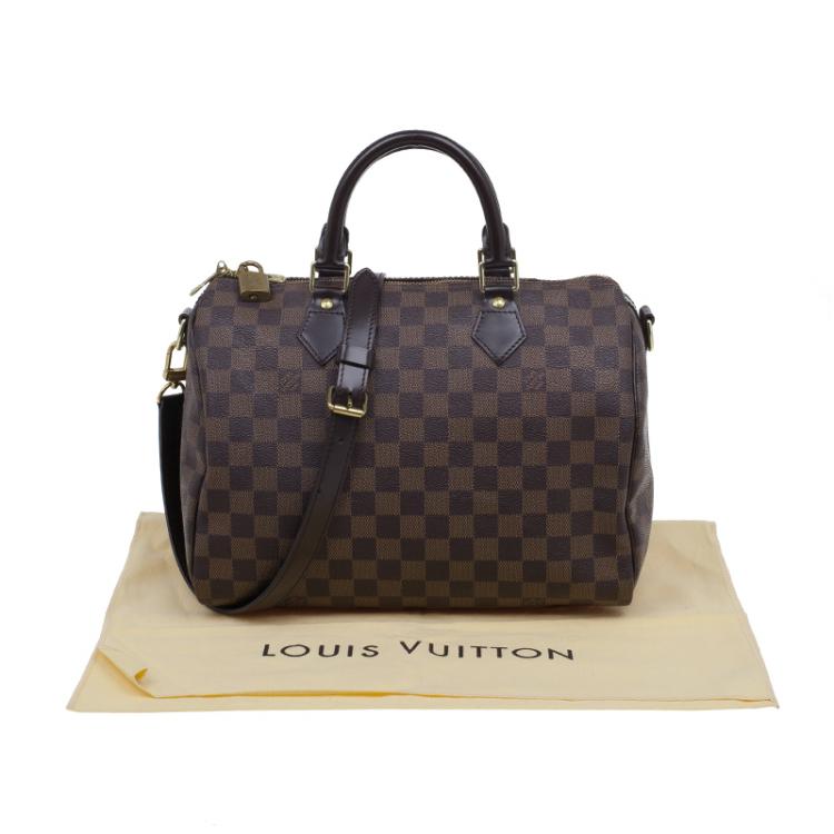 Pre Owned Louis Vuitton Damier Ebene Canvas Bandouliere Speedy  30