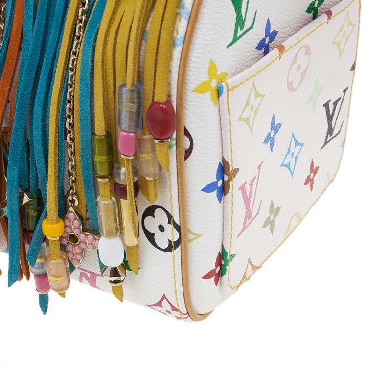 Pre Owned Louis Vuitton White Monogram Multicolore Limited Edition Fringe Speedy 25