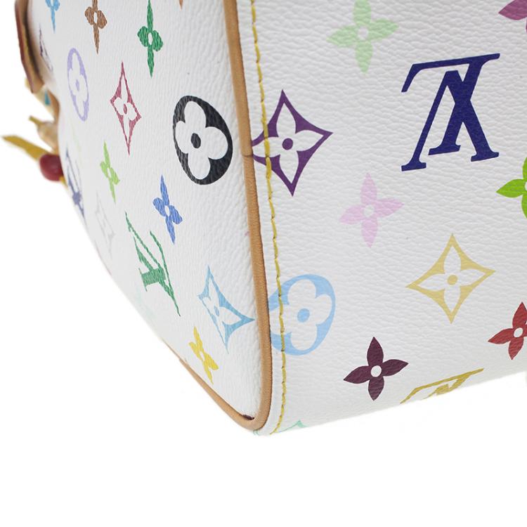 Pre Owned Louis Vuitton White Monogram Multicolore Limited Edition Fringe Speedy 25
