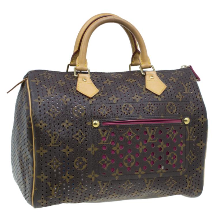 Pre Owned Louis Vuitton Fuchsia Perforated Monogram Canvas Limited Edition Speedy 30