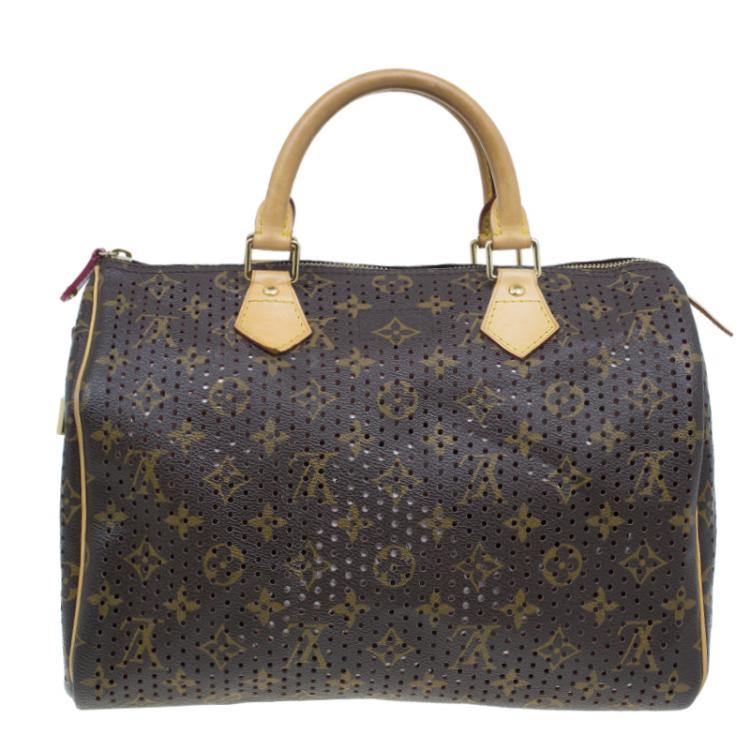 Pre Owned Louis Vuitton Fuchsia Perforated Monogram Canvas Limited Edition Speedy 30
