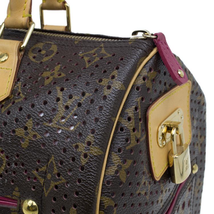 Pre Owned Louis Vuitton Fuchsia Perforated Monogram Canvas Limited Edition Speedy 30