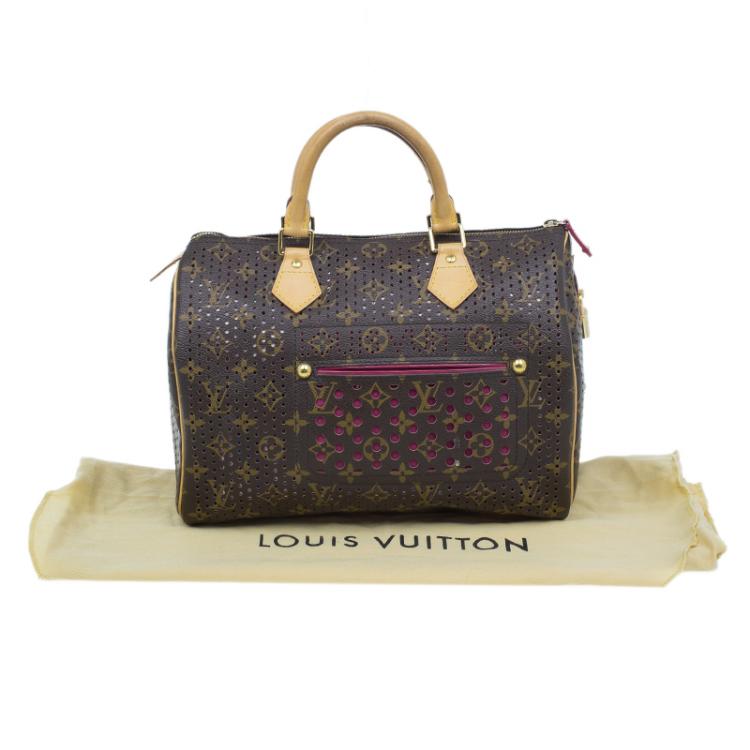 Pre Owned Louis Vuitton Fuchsia Perforated Monogram Canvas Limited Edition Speedy 30