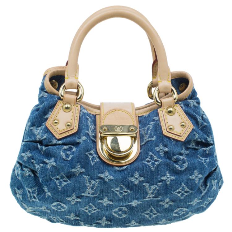 Louis Vuitton Blue Monogram Denim Pleaty Satchel Bag Louis Vuitton