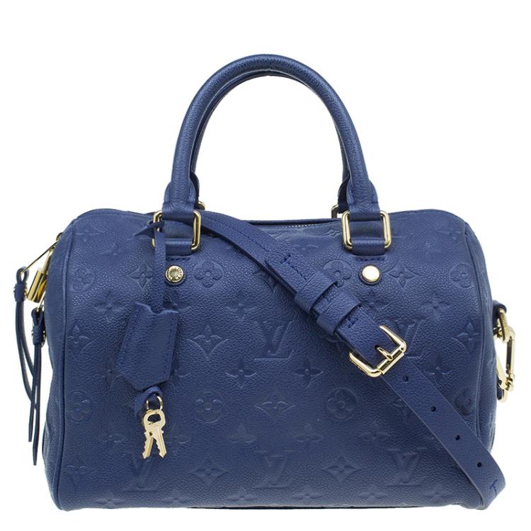 LOUIS VUITTON Empreinte Blue Speedy 25 Handbag Shoulder Leather