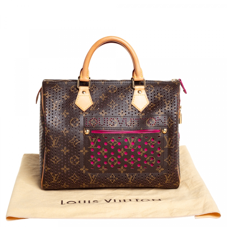 Pre Owned Louis Vuitton Fuchsia Monogram Perforated Canvas Limited Edition Speedy 30 Bag
