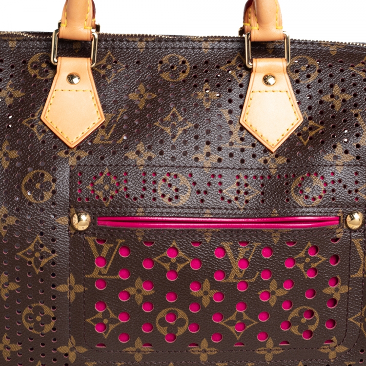 Pre Owned Louis Vuitton Fuchsia Monogram Perforated Canvas Limited Edition Speedy 30 Bag