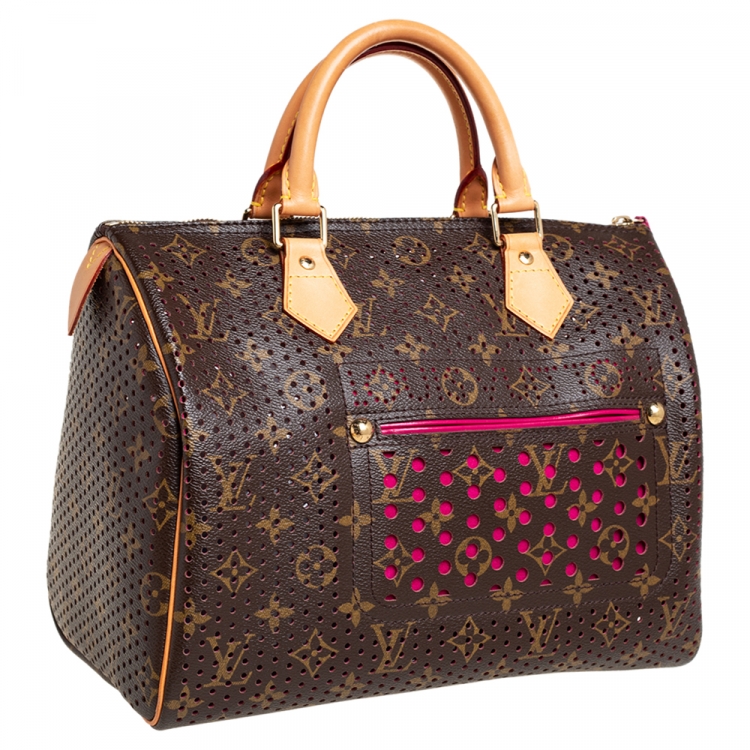 Pre Owned Louis Vuitton Fuchsia Monogram Perforated Canvas Limited Edition Speedy 30 Bag