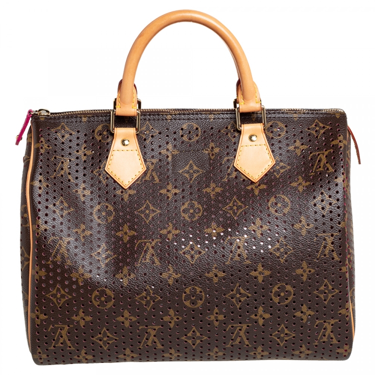 Pre Owned Louis Vuitton Fuchsia Monogram Perforated Canvas Limited Edition Speedy 30 Bag