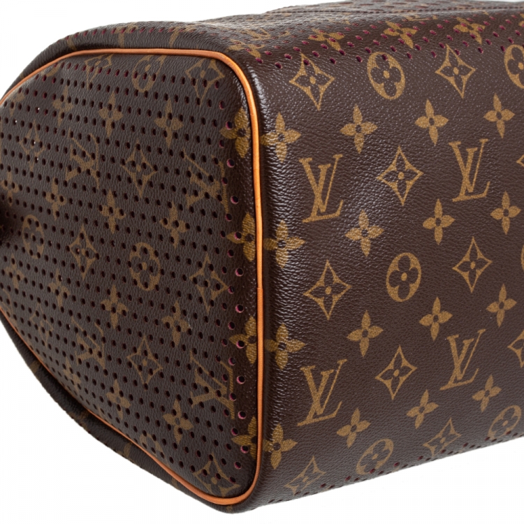 Pre Owned Louis Vuitton Fuchsia Monogram Perforated Canvas Limited Edition Speedy 30 Bag