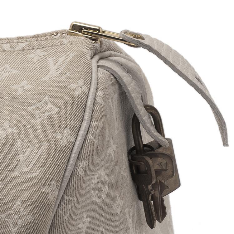 Pre Owned Louis Vuitton Cream Monogram Mini Lin Speedy 30 Bag