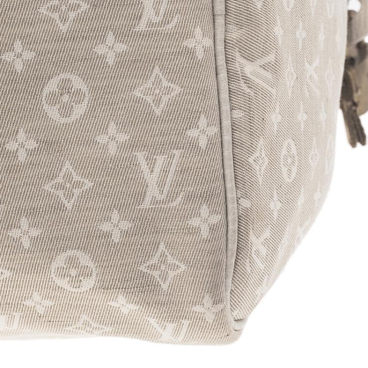 Pre Owned Louis Vuitton Cream Monogram Mini Lin Speedy 30 Bag