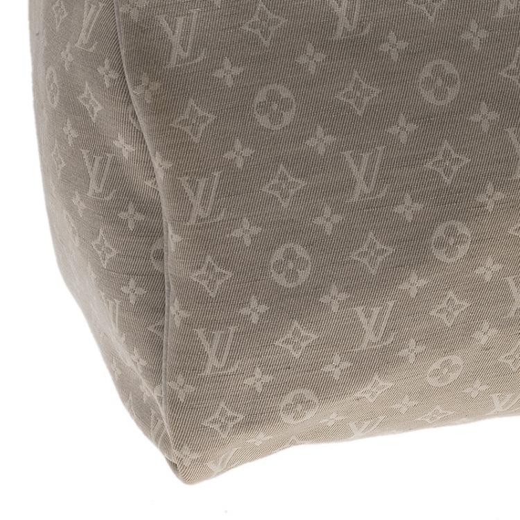 Pre Owned Louis Vuitton Cream Monogram Mini Lin Speedy 30 Bag