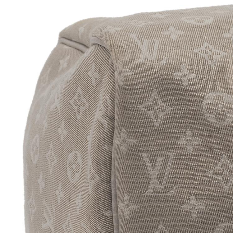Pre Owned Louis Vuitton Cream Monogram Mini Lin Speedy 30 Bag