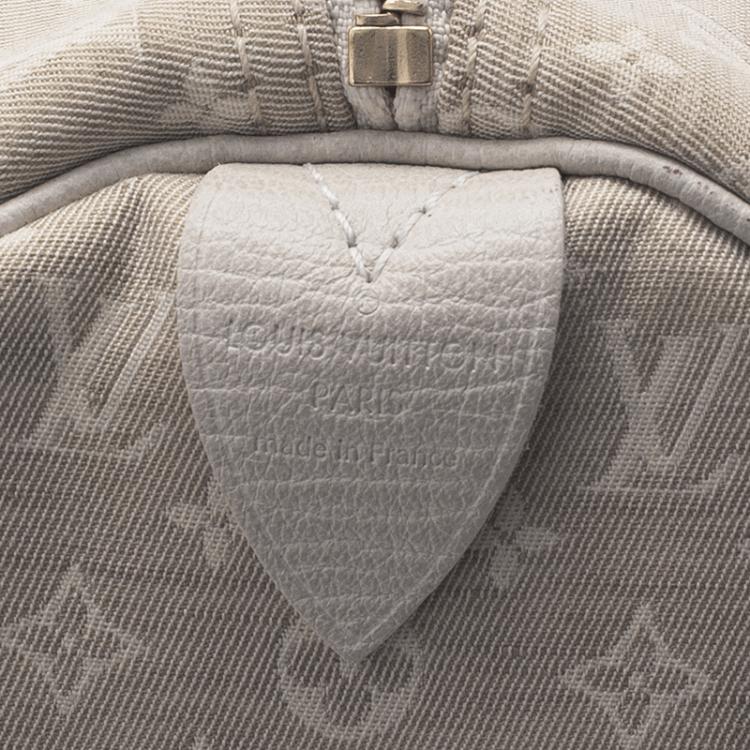 Pre Owned Louis Vuitton Cream Monogram Mini Lin Speedy 30 Bag