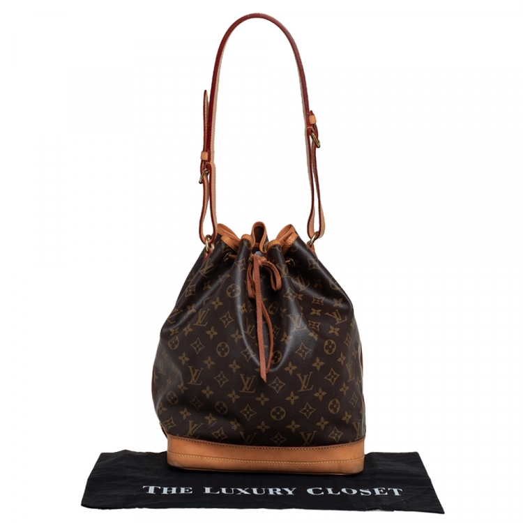 Pre Owned Louis Vuitton Brown/Tan Coated Canvas And Leather NOÉ Bucket Bag