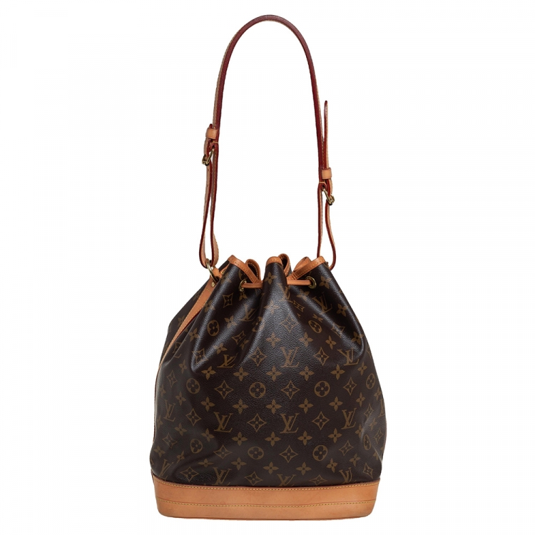 Pre Owned Louis Vuitton Brown/Tan Coated Canvas And Leather NOÉ Bucket Bag