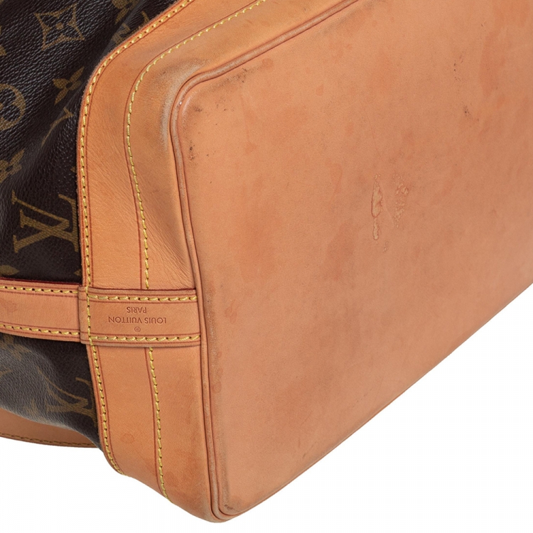 Pre Owned Louis Vuitton Brown/Tan Coated Canvas And Leather NOÉ Bucket Bag