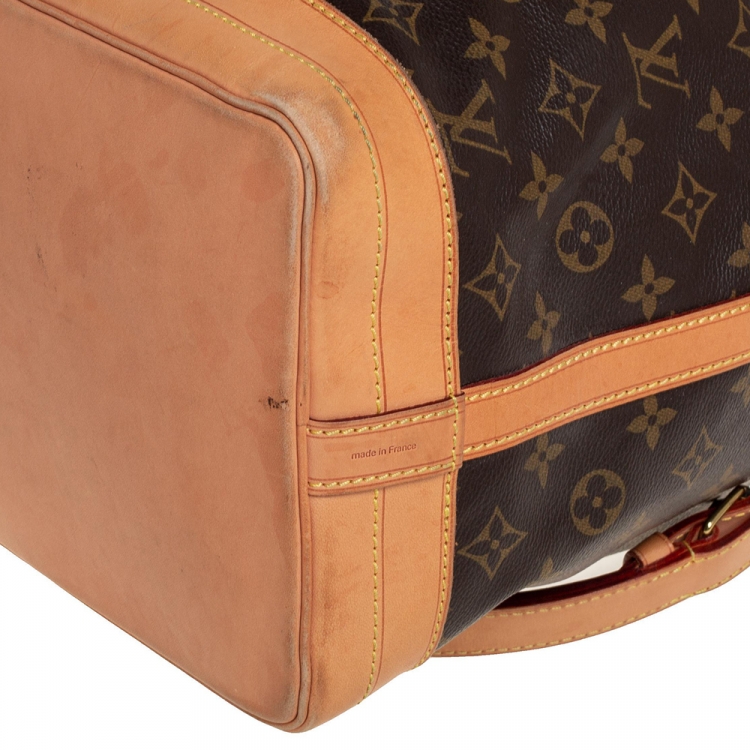 Pre Owned Louis Vuitton Brown/Tan Coated Canvas And Leather NOÉ Bucket Bag