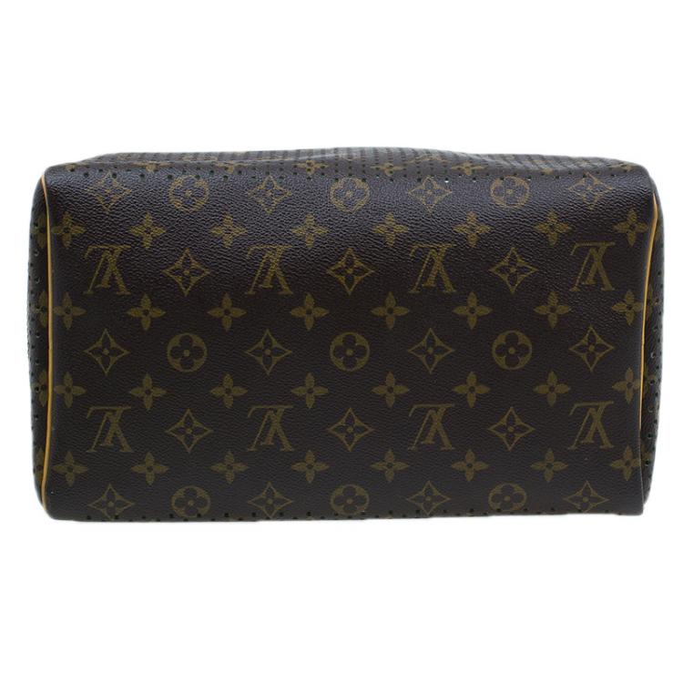 Pre Owned Louis Vuitton Green Monogram Perforated Canvas Limited Edition Speedy 30 Bag