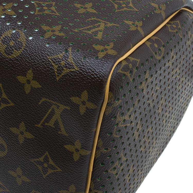 Pre Owned Louis Vuitton Green Monogram Perforated Canvas Limited Edition Speedy 30 Bag