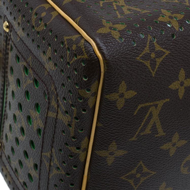 Pre Owned Louis Vuitton Green Monogram Perforated Canvas Limited Edition Speedy 30 Bag