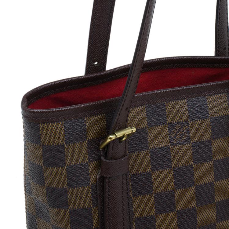 Pre Owned Louis Vuitton Damier Ebene Canvas Marais Bucket Bag w/Accessories Pochette